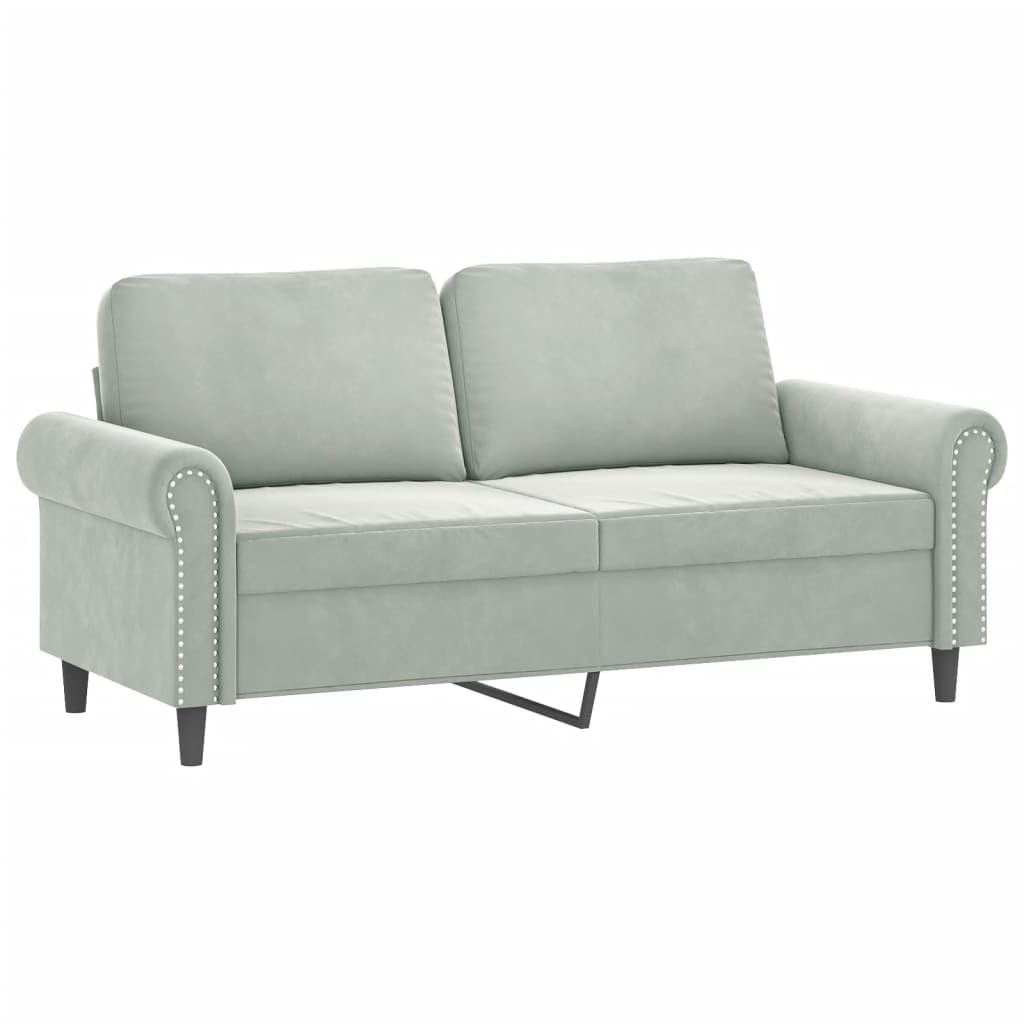 Light Gray Velvet 2 Piece Sofa Set with Throw Pillows M101