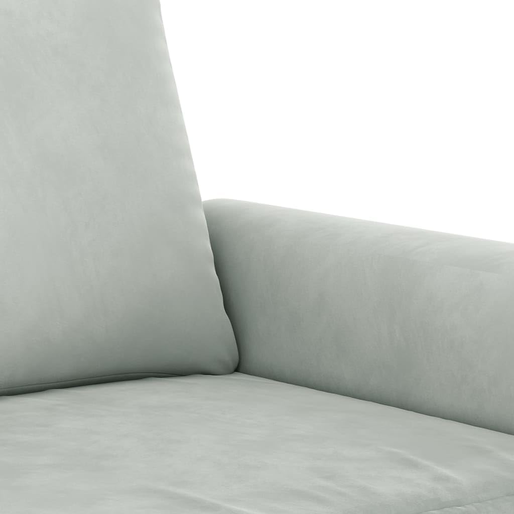 Light Gray Velvet 2 Piece Sofa Set with Throw Pillows M101