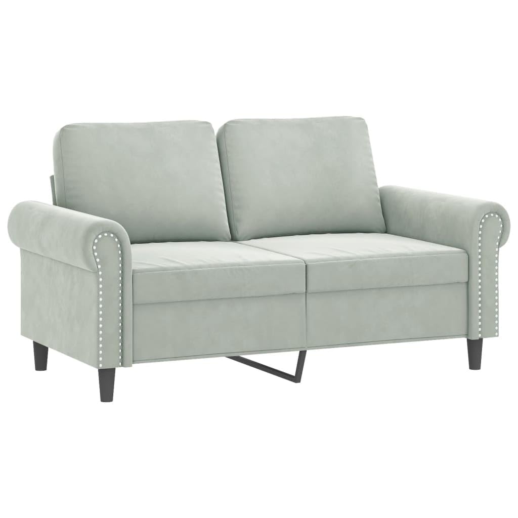 Light Gray Velvet 2 Piece Sofa Set with Throw Pillows M101