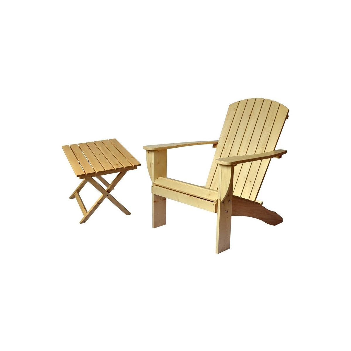 Unfinished Solid Cedar Adirondack Chair with Folding Table Q607525