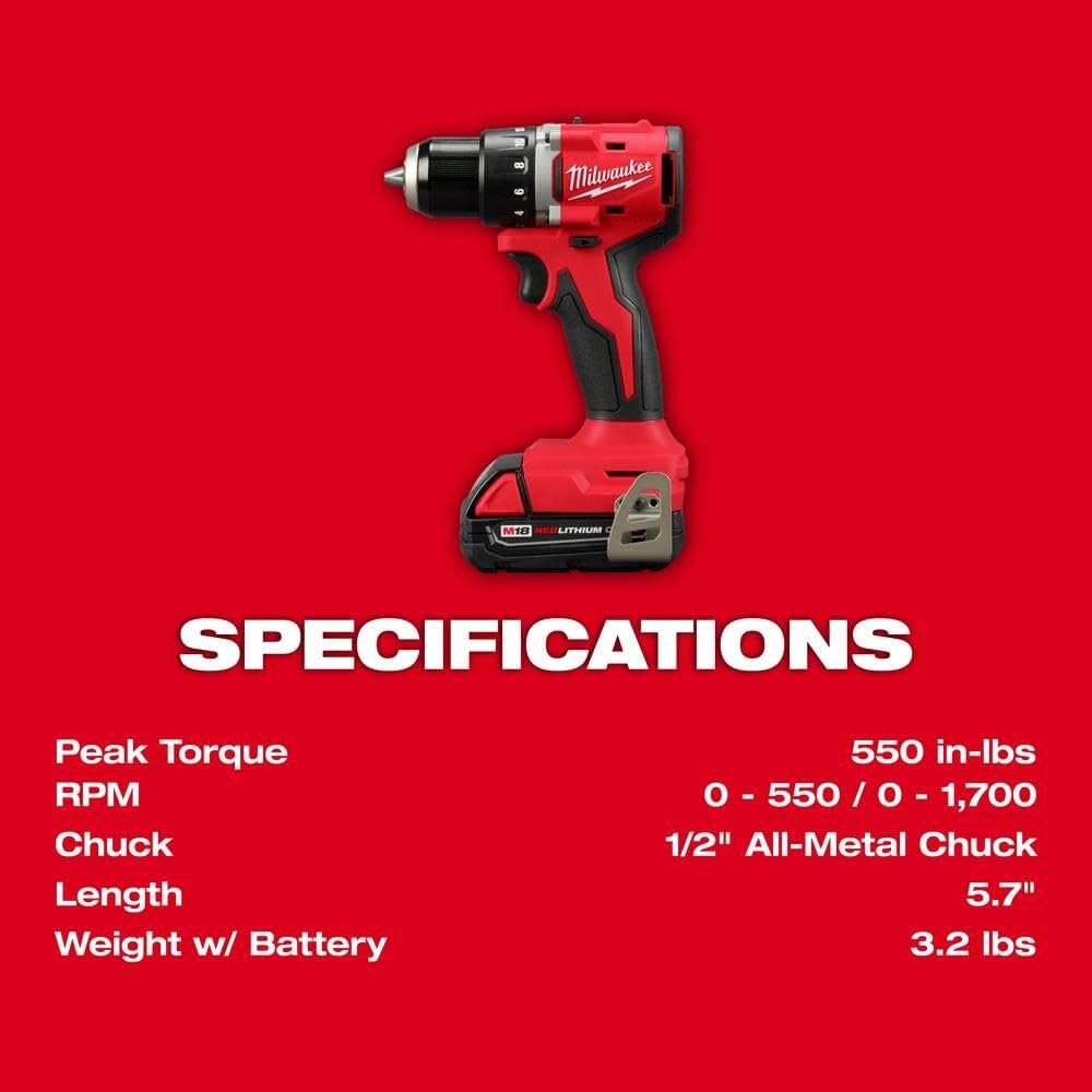 M18 Compact Brushless 1/2 Inch Drill/Driver Kit H8579