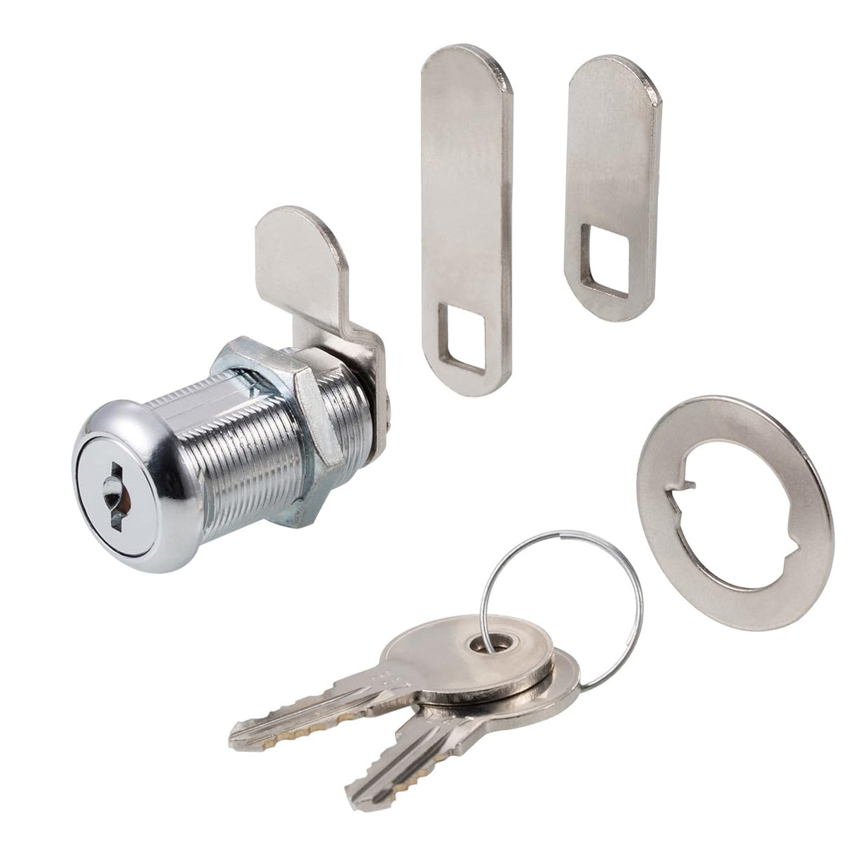 Keyed Alike 1-1/8” Cylinder Cam Locks Chrome Finish with 3 Cams and 2 Keys Z4623