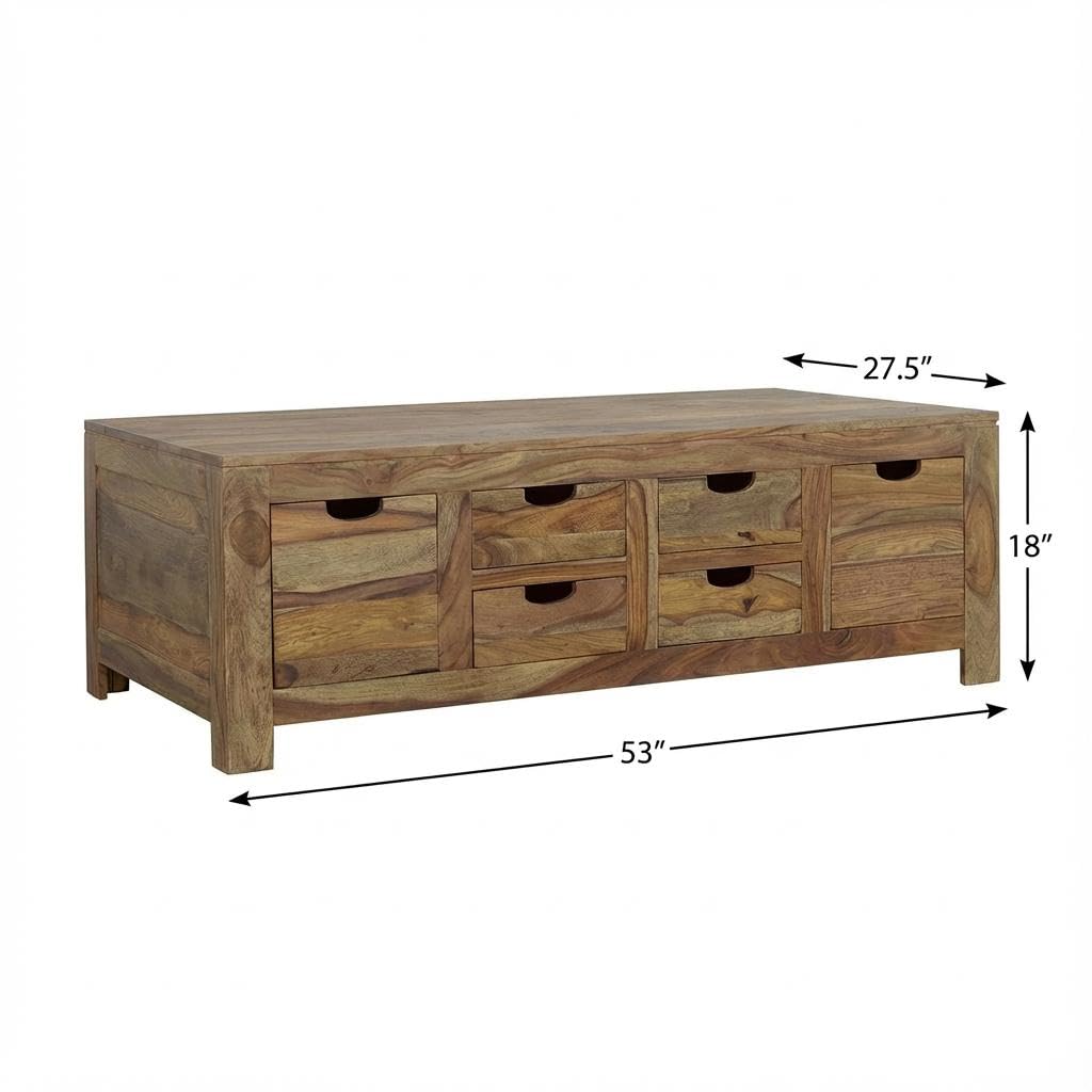 Brown 6 Drawer Solid Wood Coffee Table W15500