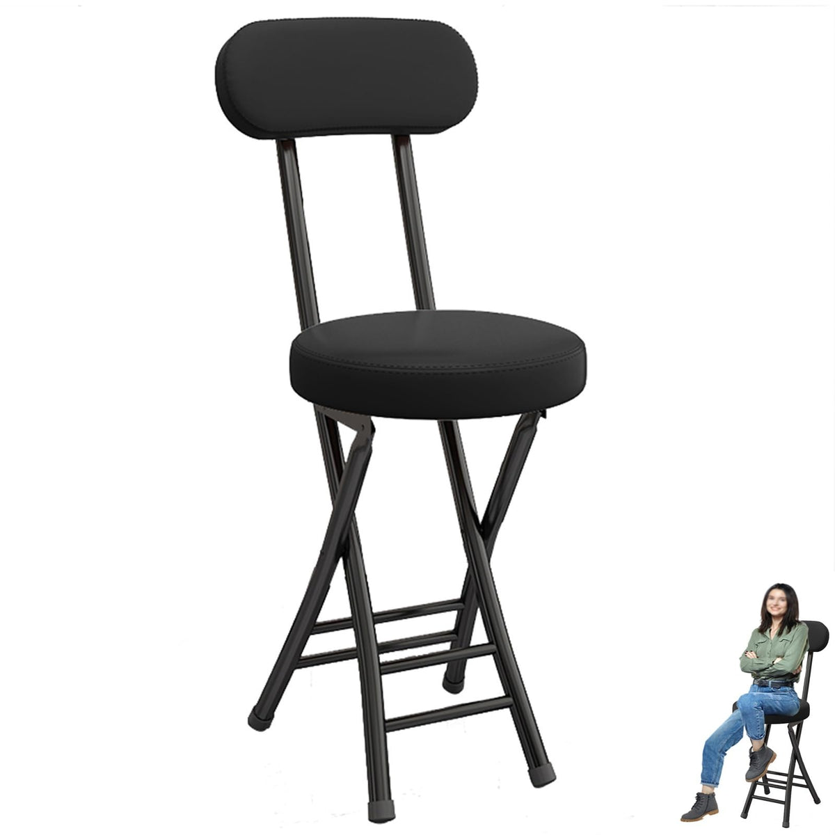 Black 18 inch Folding Stool G6757