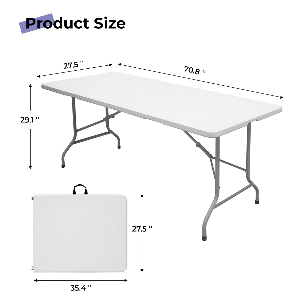 White 6ft Heavy Duty Folding Table Z843