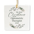 Ceramic 3-inch Square-Shaped Botanical Wreath Ornament H77840