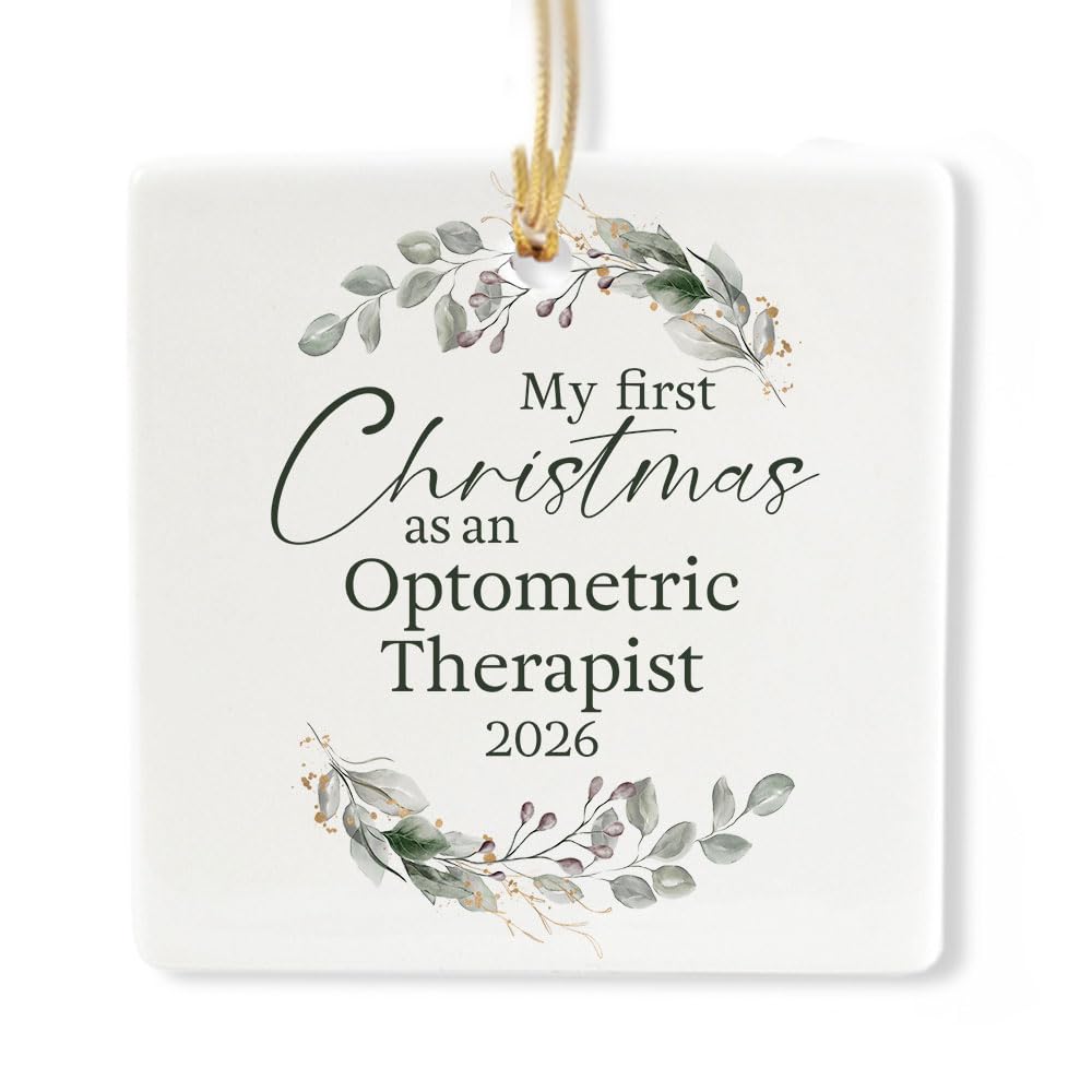 Ceramic 3-inch Square-Shaped Botanical Wreath Ornament H77840