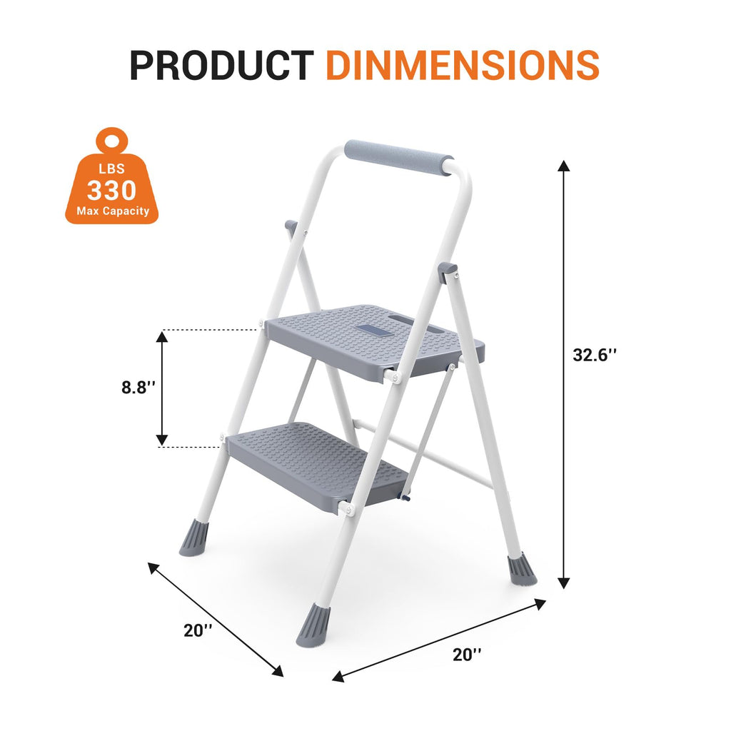 2 Step Ladder 330lbs Capacity Folding Sturdy Step Stool B473519