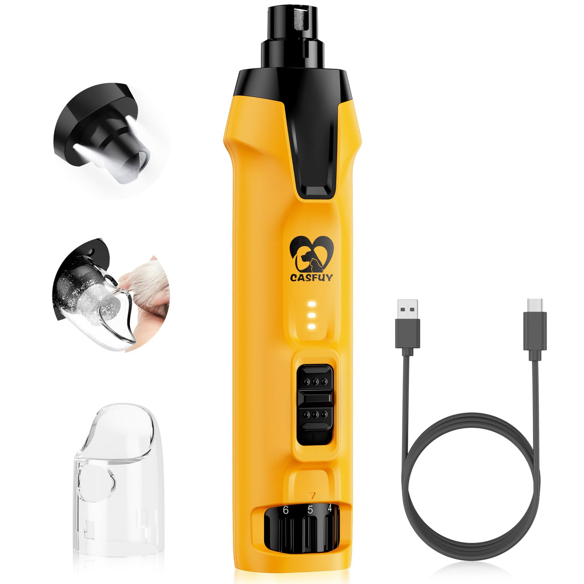 6-Speed Dog Nail Grinder with Dust Cap & 2 LED Lights & 2000mAh Battery T829