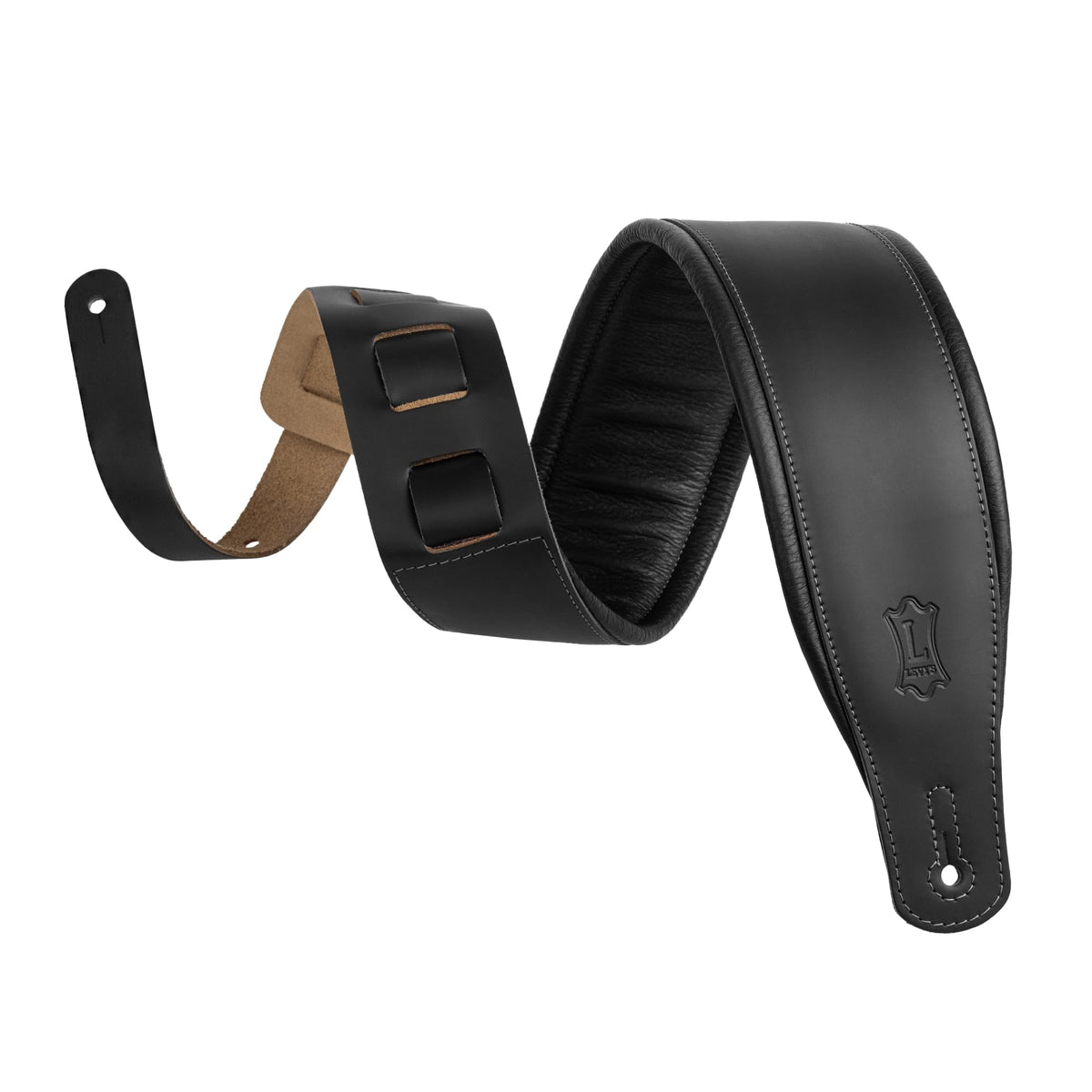 Black Leather Guitar Strap with Foam Padding H947913