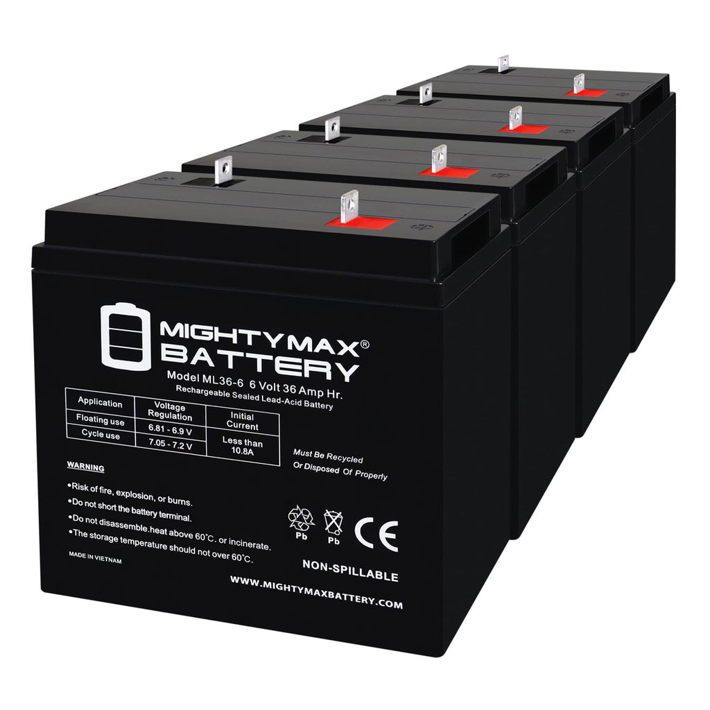 6 Volt 36 AH Rechargeable SLA AGM Battery 4 Pack K93509