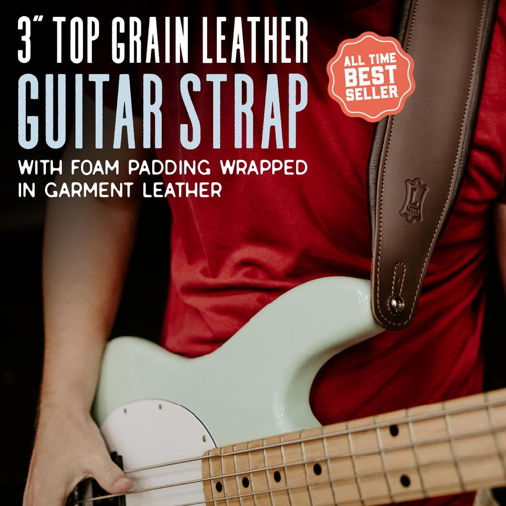 Black Leather Guitar Strap with Foam Padding H947913