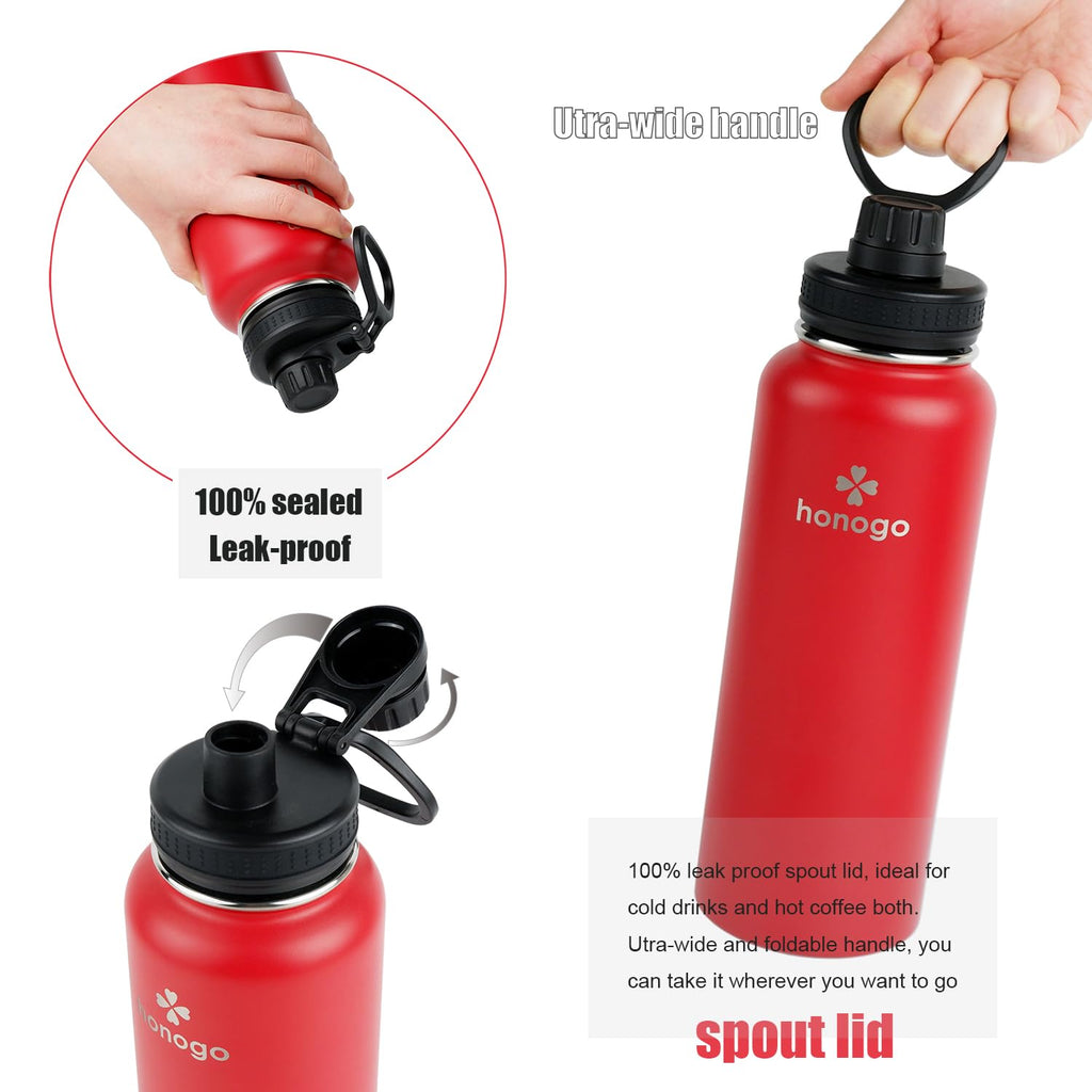 40 oz Double Wall Insulated Stainless Steel Water Bottle with Straw Lid W4707