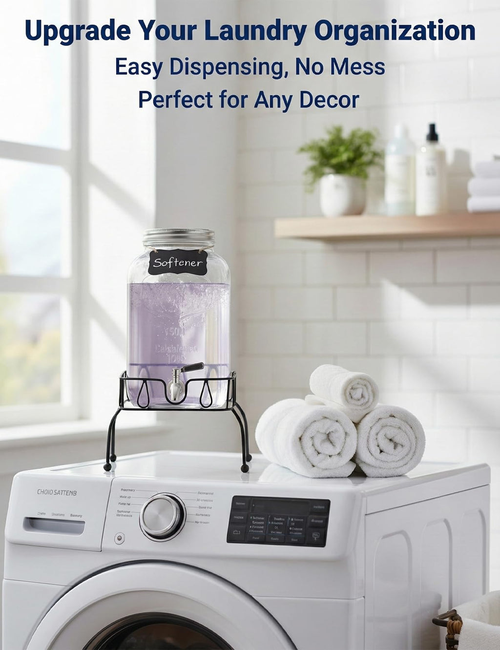 2 Gallon Glass Drink Dispenser with Stand and Lid L2258