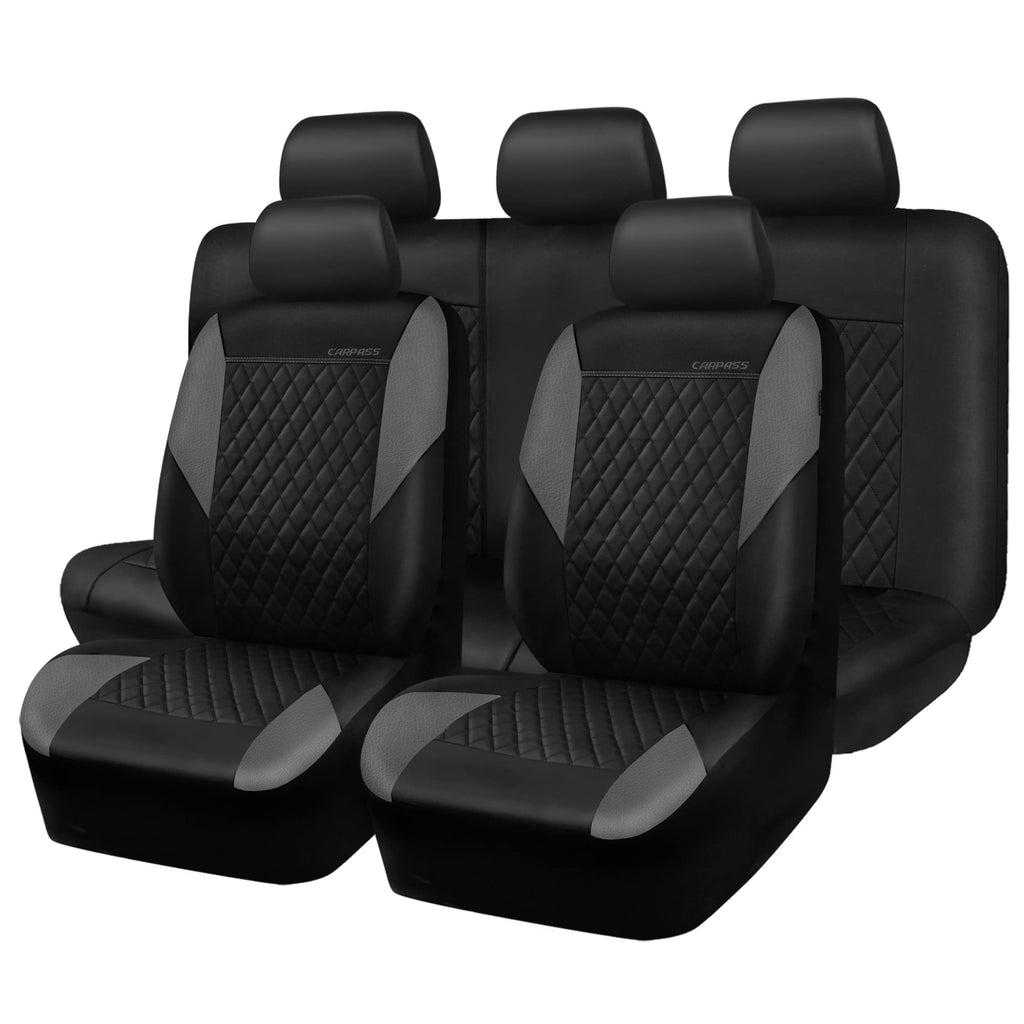 Gray Quilting Leather Full Set Car Seat Covers L25163