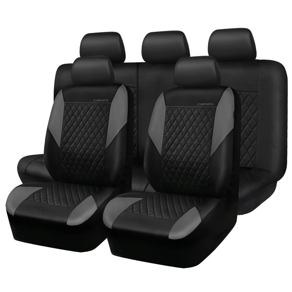 Gray Quilting Leather Full Set Car Seat Covers L25163