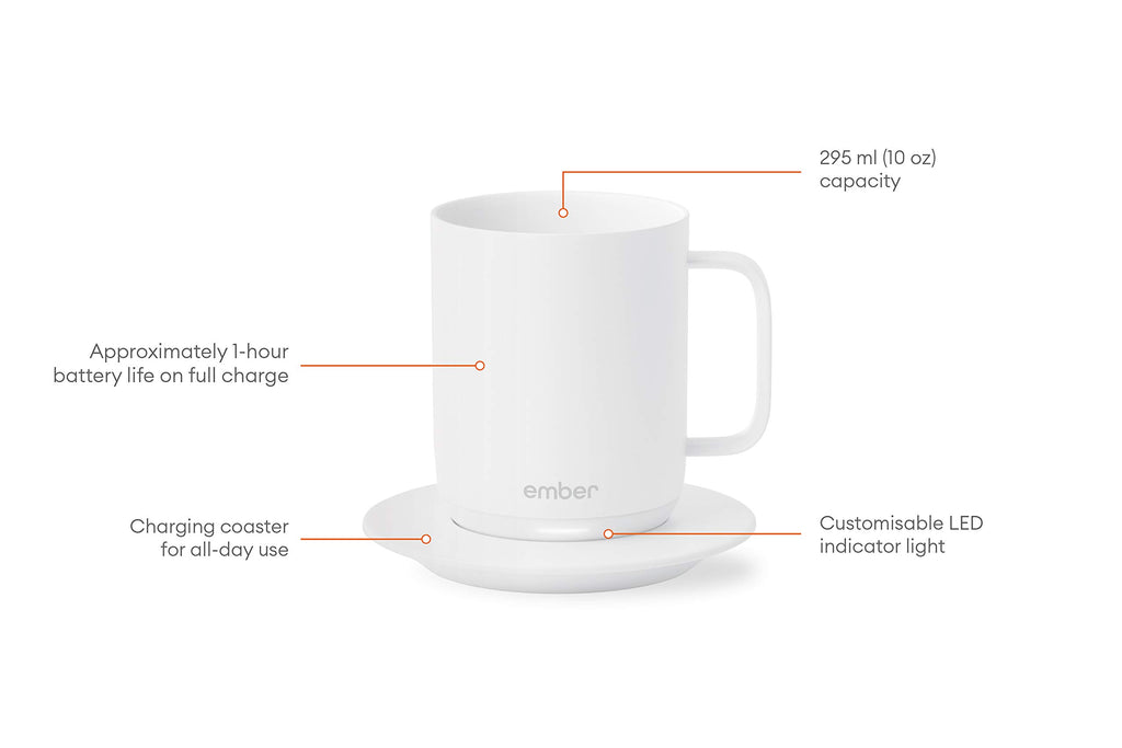 White 10 Ounce Heated Coffee Mug K8202