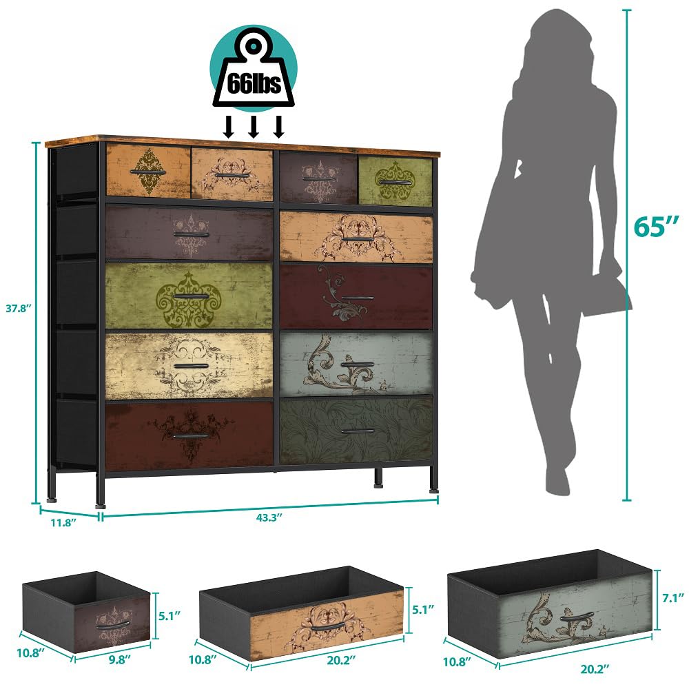 12 Drawer Fabric Dresser T3537