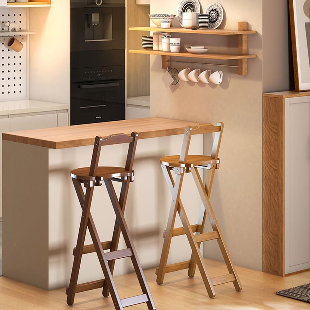 Bamboo Bar Stools with Backrest Footrest V4576