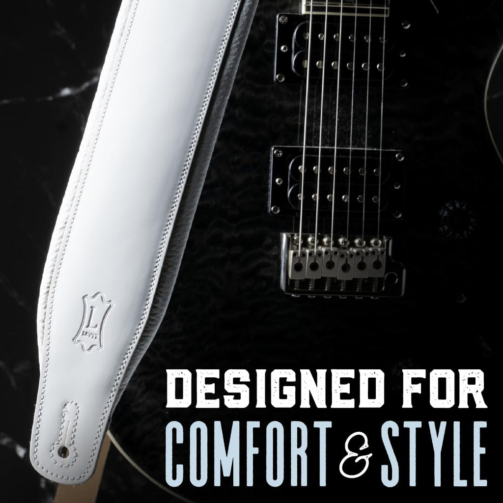 Black Leather Guitar Strap with Foam Padding H947913