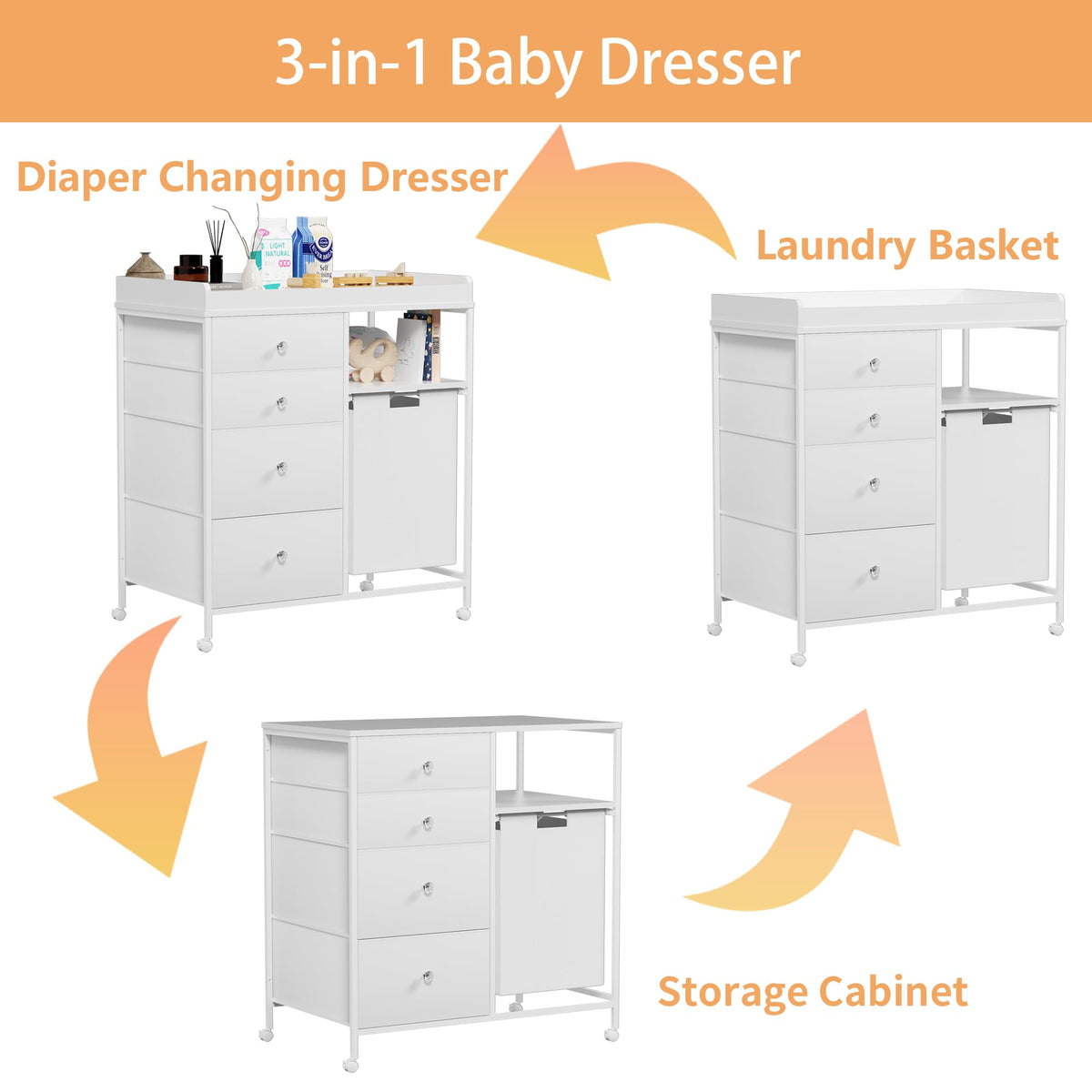 32.6" Baby Changing Station with 4 Wheels H42857