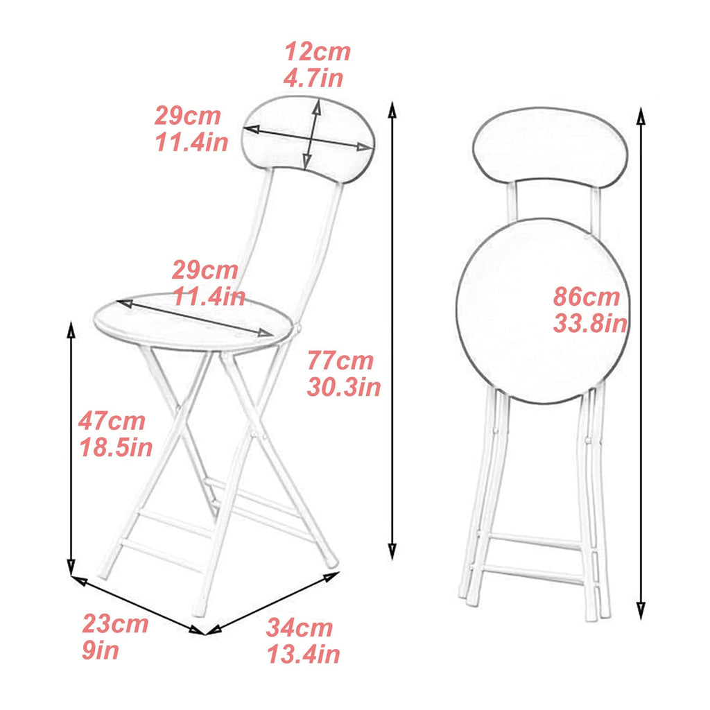 Black 18 Inch Folding Stool with Backrest and Footrest H4394