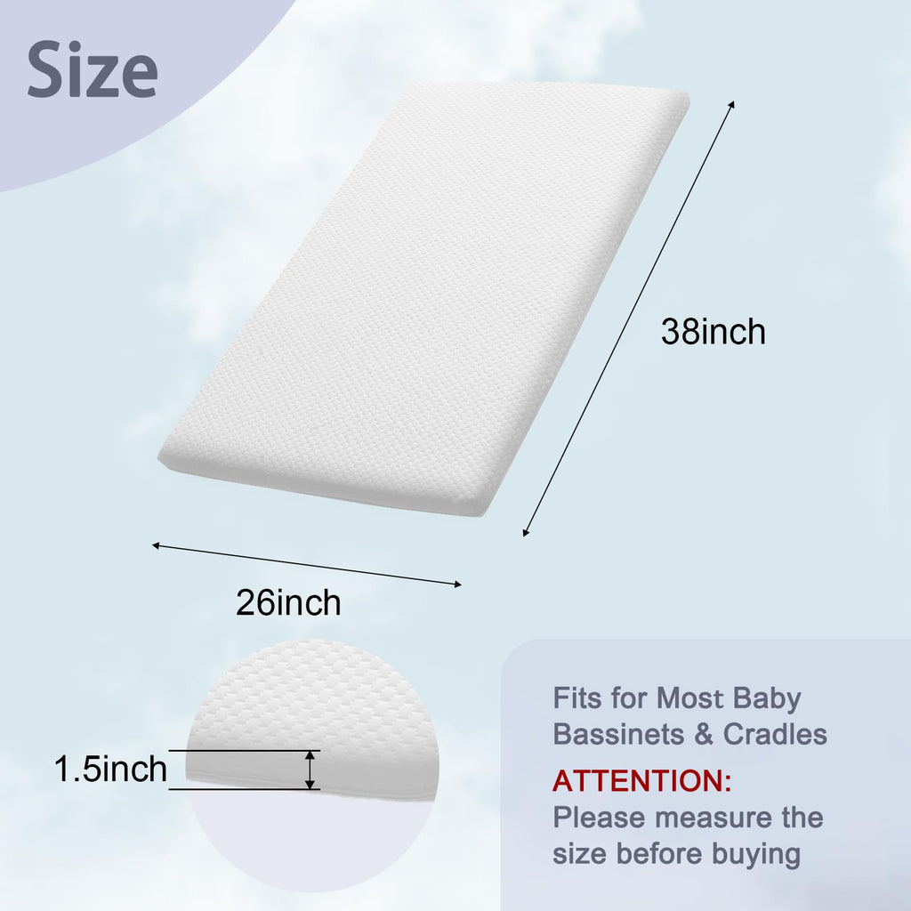 Baby Bassinet Mattress 38 x 26 Inch Gel Memory Foam F163906