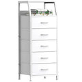 White 5 Drawer Fabric Dresser I386552