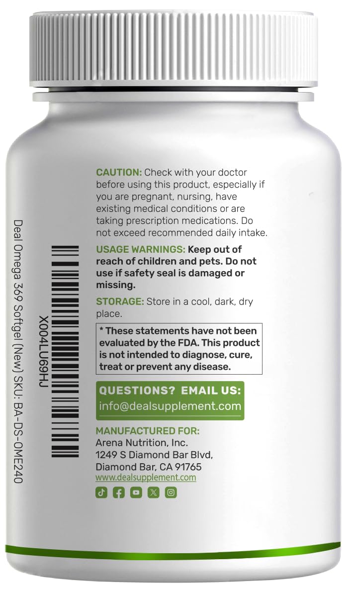 Omega 3-6-9 Fish Oil 3,600mg 240 Softgels Lemon Flavored C95240