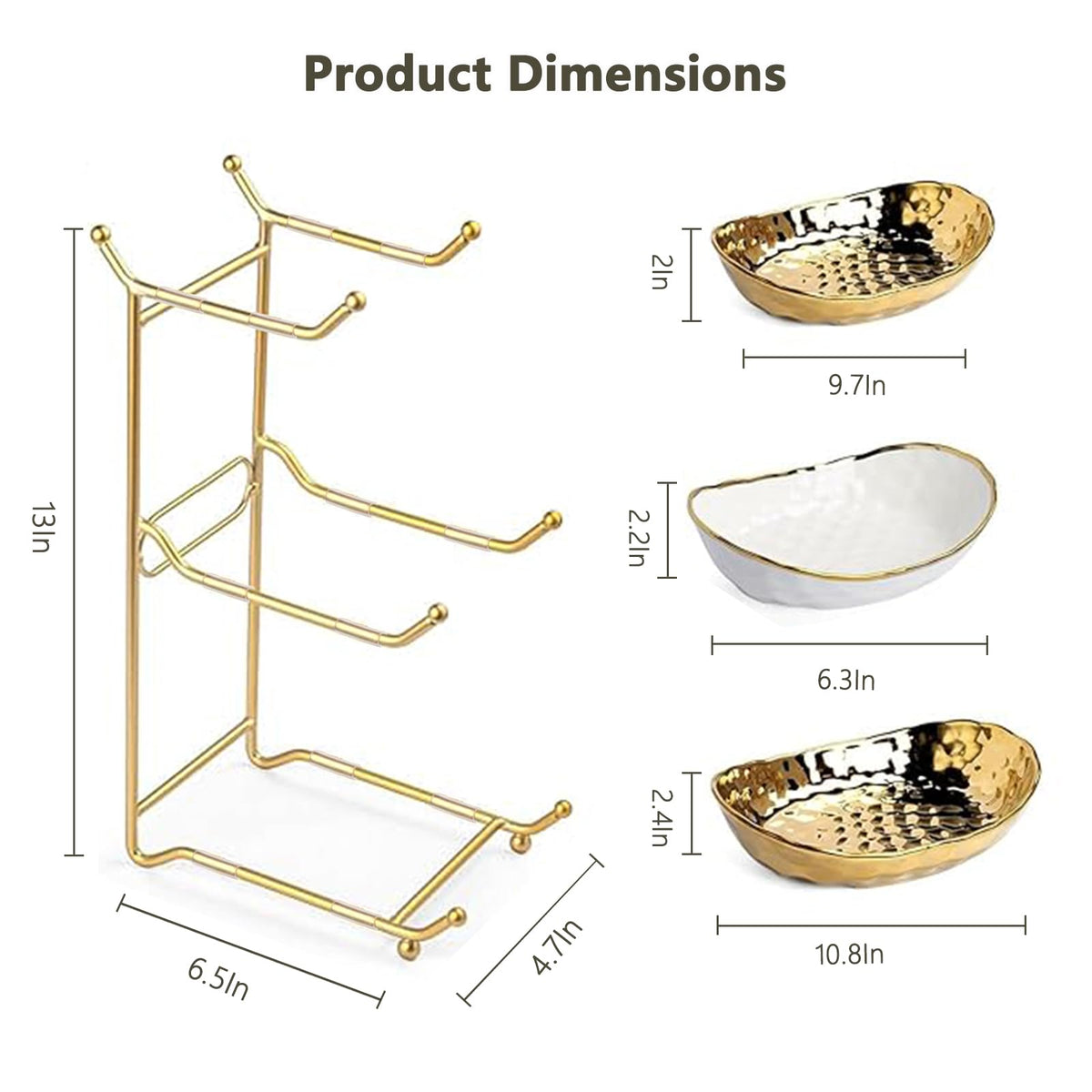 3 Tier Ceramic Fruit Bowl with Metal Stand N891