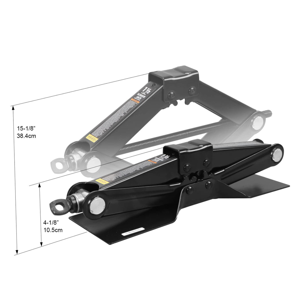 Steel Scissor Lift Jack Car Kit, 1.5 Ton Capacity, Black C5571