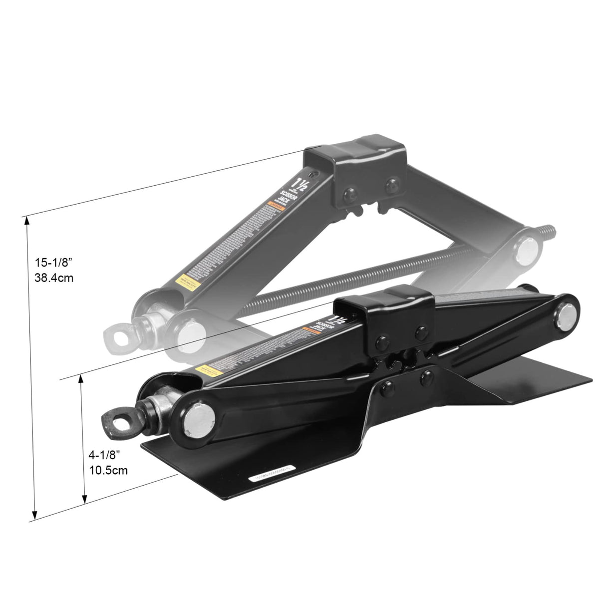 Steel Scissor Lift Jack Car Kit, 1.5 Ton Capacity, Black C5571