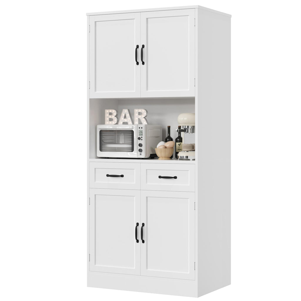 White Tall Wood Kitchen Pantry Storage Cabinet S924625