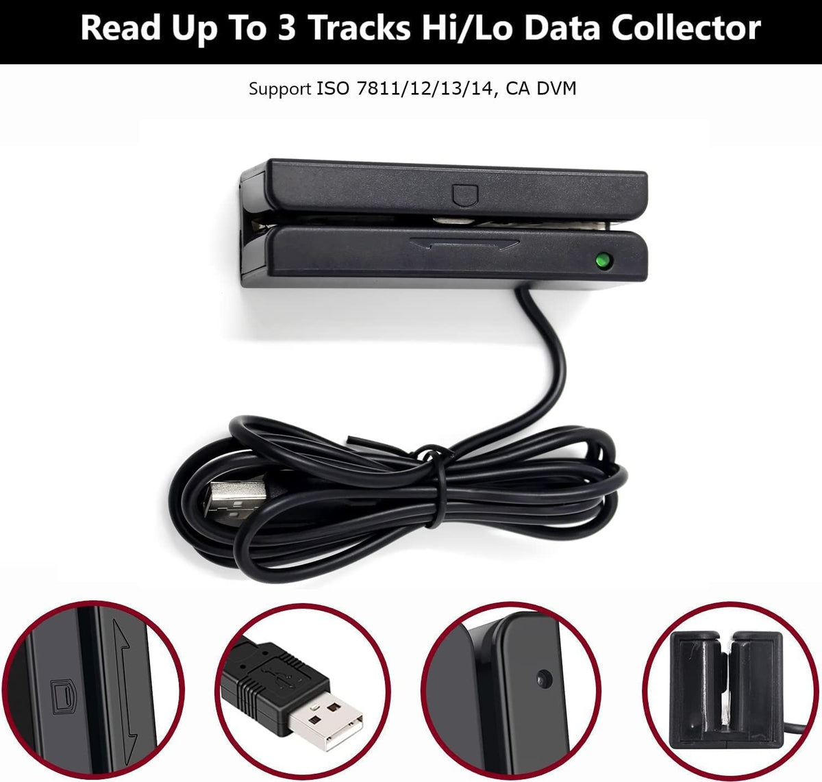USB Magnetic Stripe 3-Track POS Credit Card Reader C54821