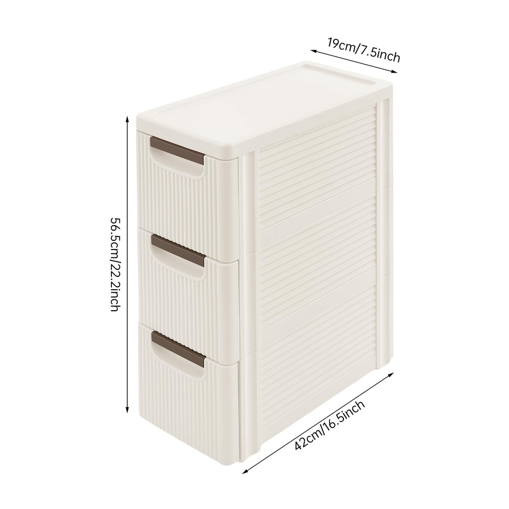 3 Drawers Narrow Plastic Storage Cabinet on Wheels O29684
