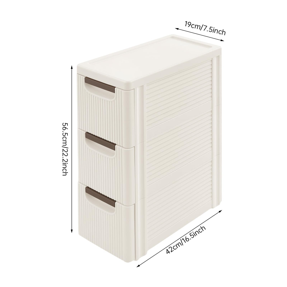 3 Drawers Narrow Plastic Storage Cabinet on Wheels O29684