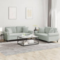 Light Gray Velvet 2 Piece Sofa Set with Throw Pillows M101