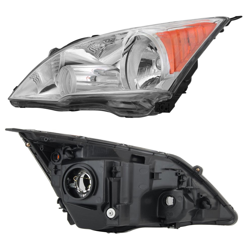 2007-11 Honda CR-V Headlight Assembly Chrome Housing Clear Lens Full Set M950341