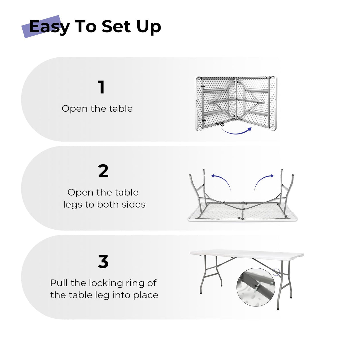 White 6ft Heavy Duty Folding Table Z843