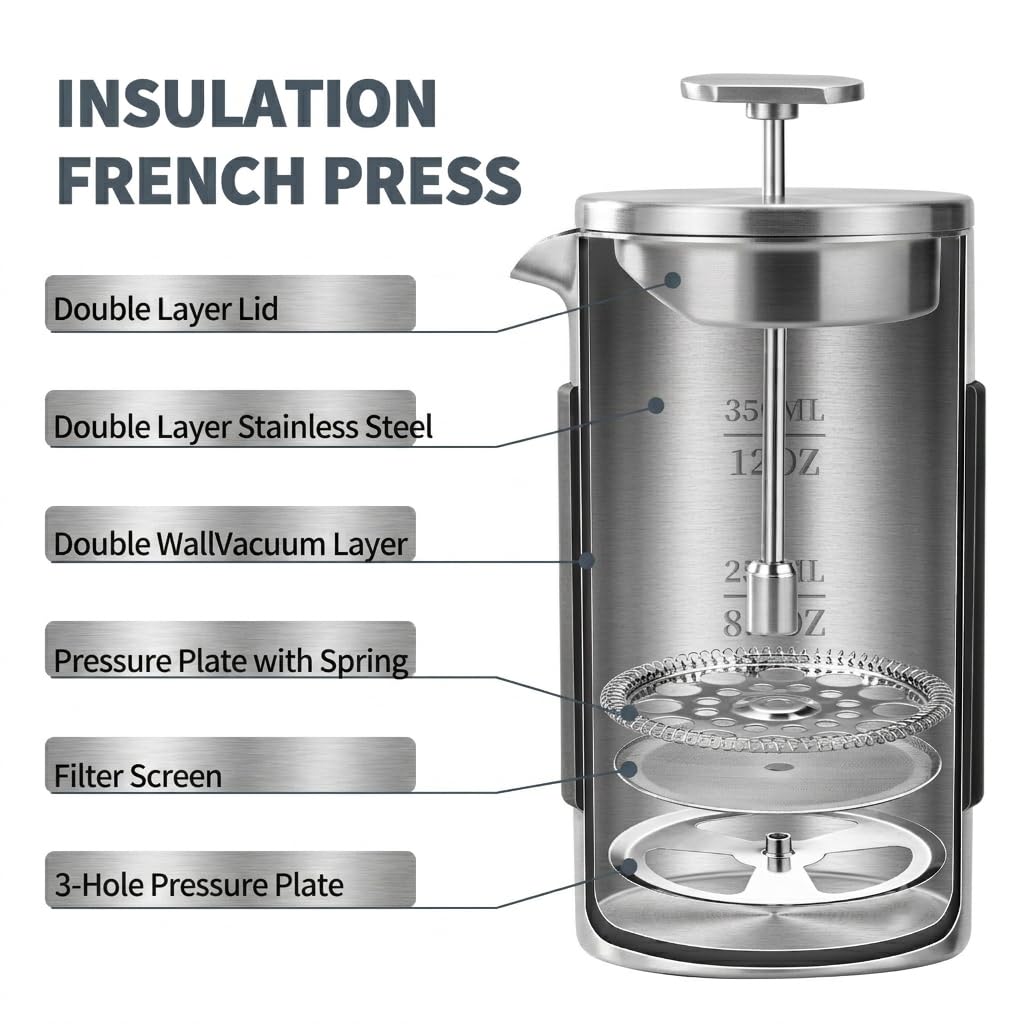 12 oz Stainless Steel French Press C139