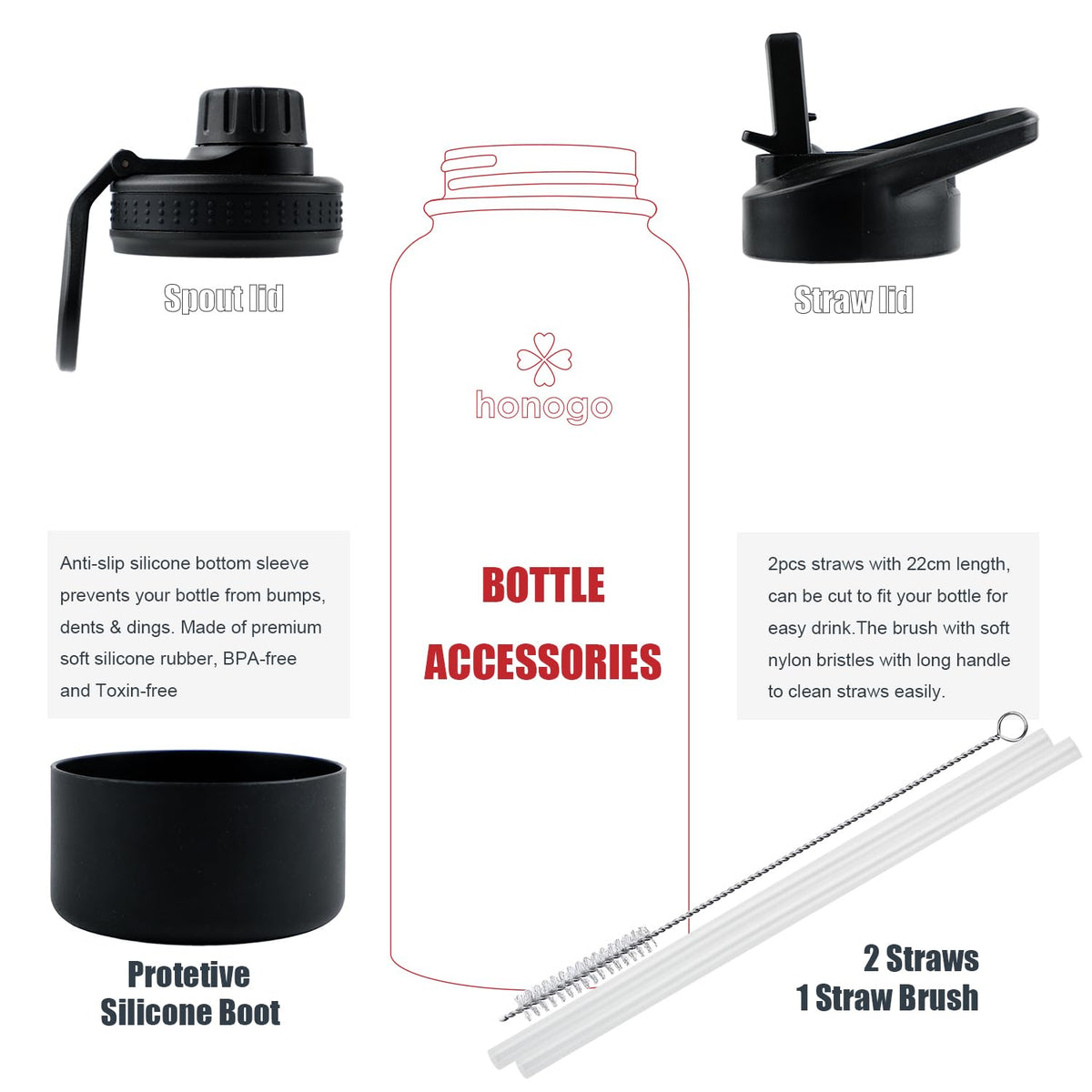 40 oz Double Wall Insulated Stainless Steel Water Bottle with Straw Lid W4707