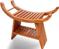 Teak Shower Bench with Storage Shelf V773400