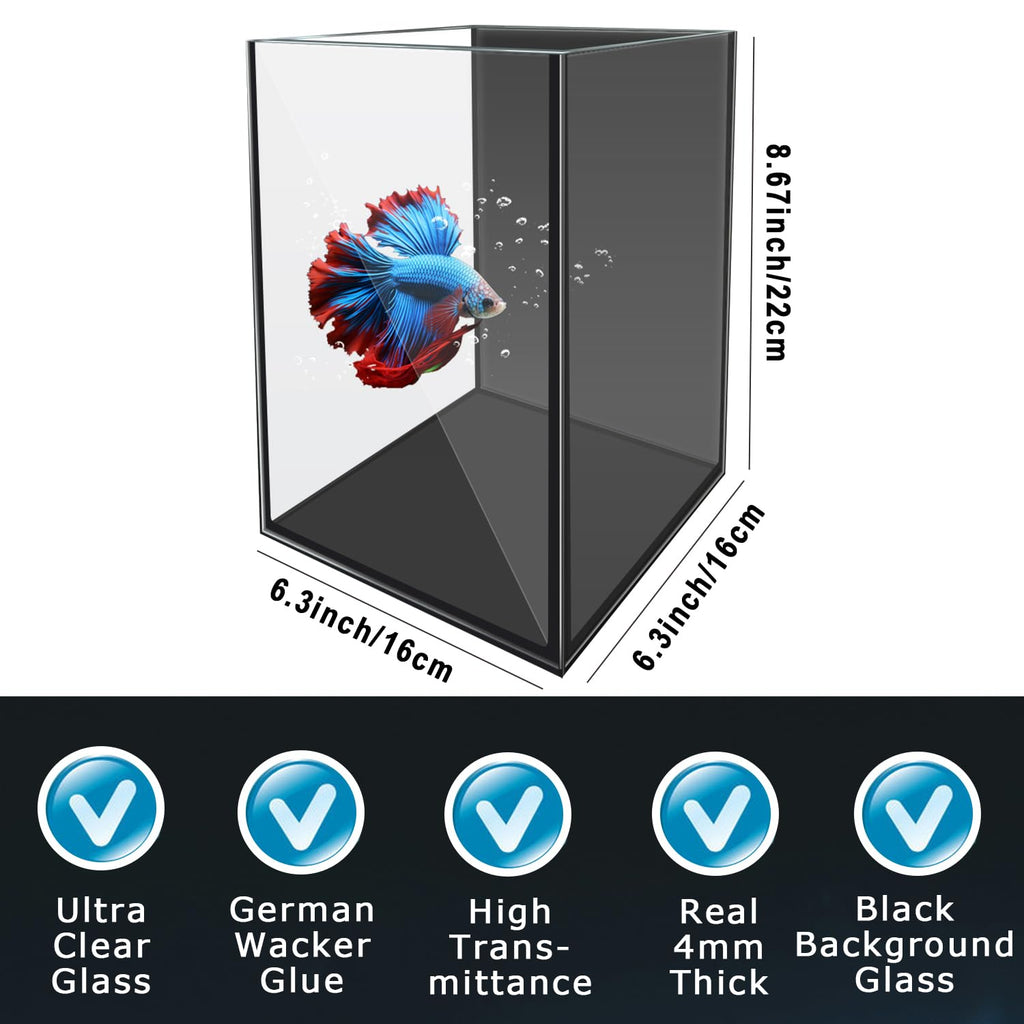 1.5 Gallon Glass Betta Aquarium Starter Kit with LED Light and Power Filter I5756