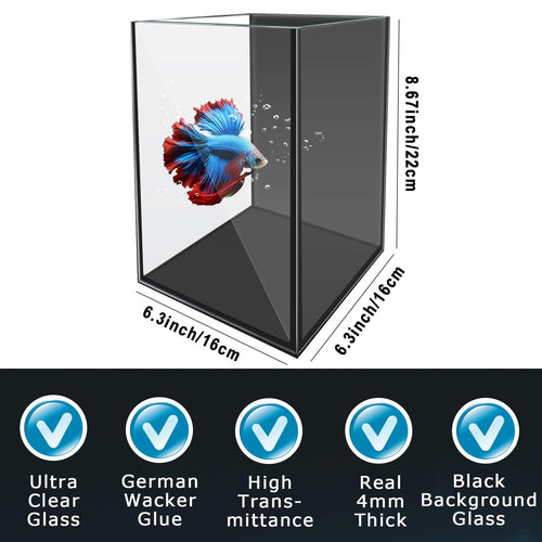 1.5 Gallon Glass Betta Aquarium Starter Kit with LED Light and Power Filter I5756