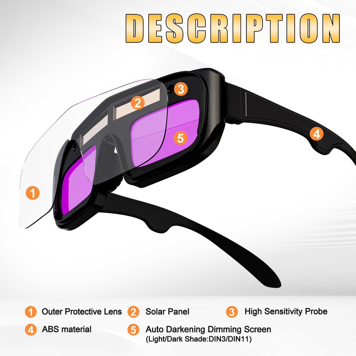 Auto Darkening Welding Safety Glasses C138