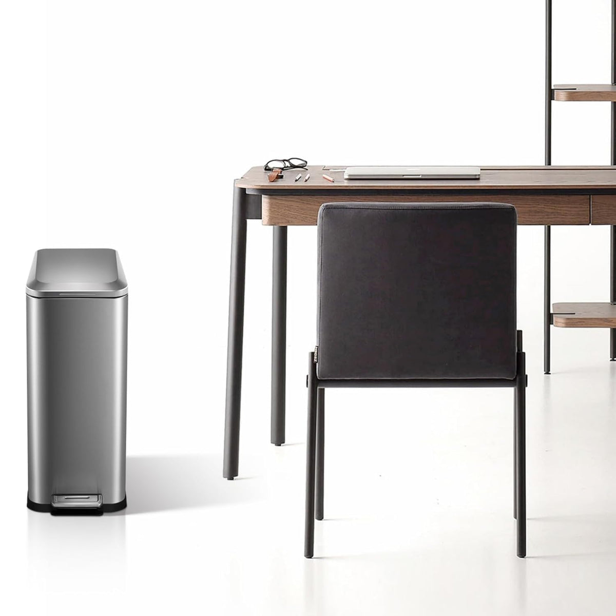 50L Slim Stainless Steel Step Trash Can with Soft-Close Lid Z70955