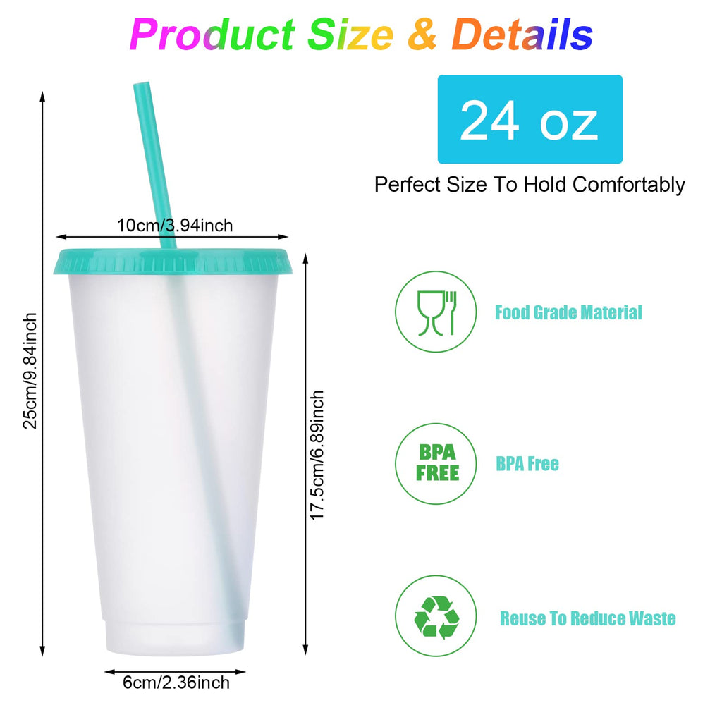24 Pack Clear Plastic Tumblers with Lids and Straws B815563