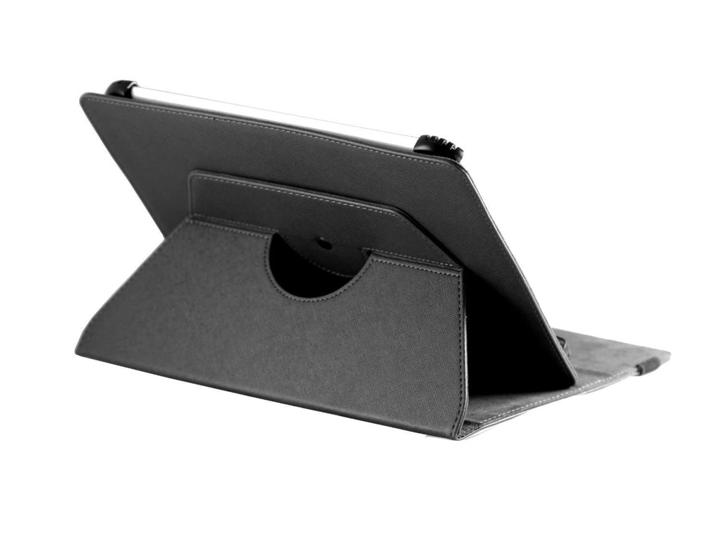 Black Faux Leather Hard Case Cover with 360 Rotational Stand Q77525