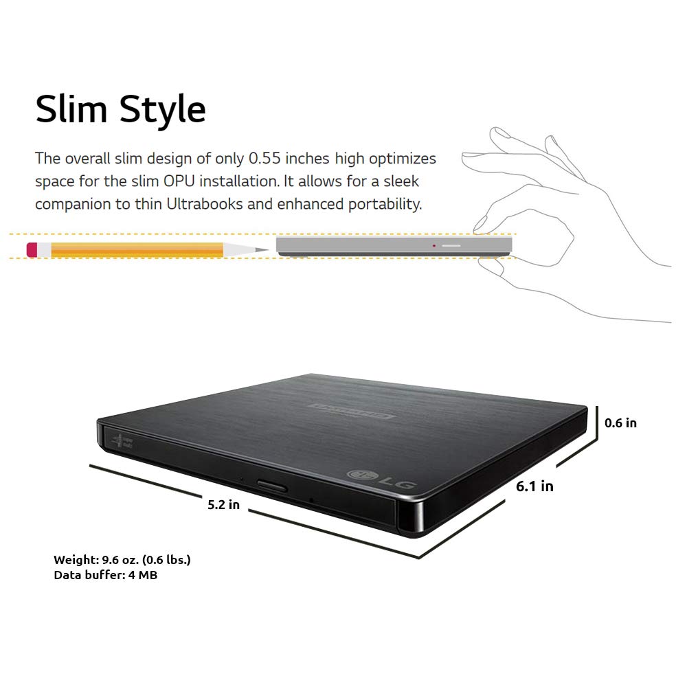 Portable 6X Ultra HD 4K Blu-ray Burner External Drive G389003