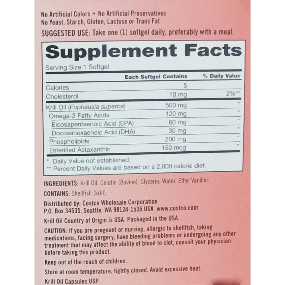 Krill Oil 500 Milligram 160 Softgels A600